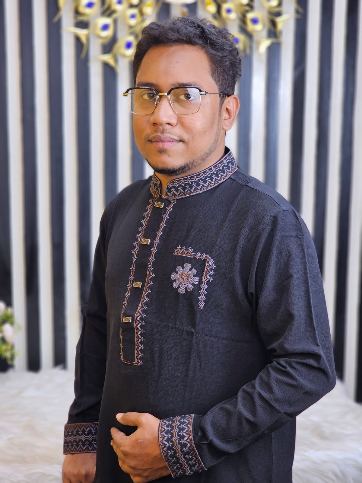 WhatsApp Image 2025-08-29 at 03.53.52_44c26df2 black saffron emboidery panjabi - Image 1