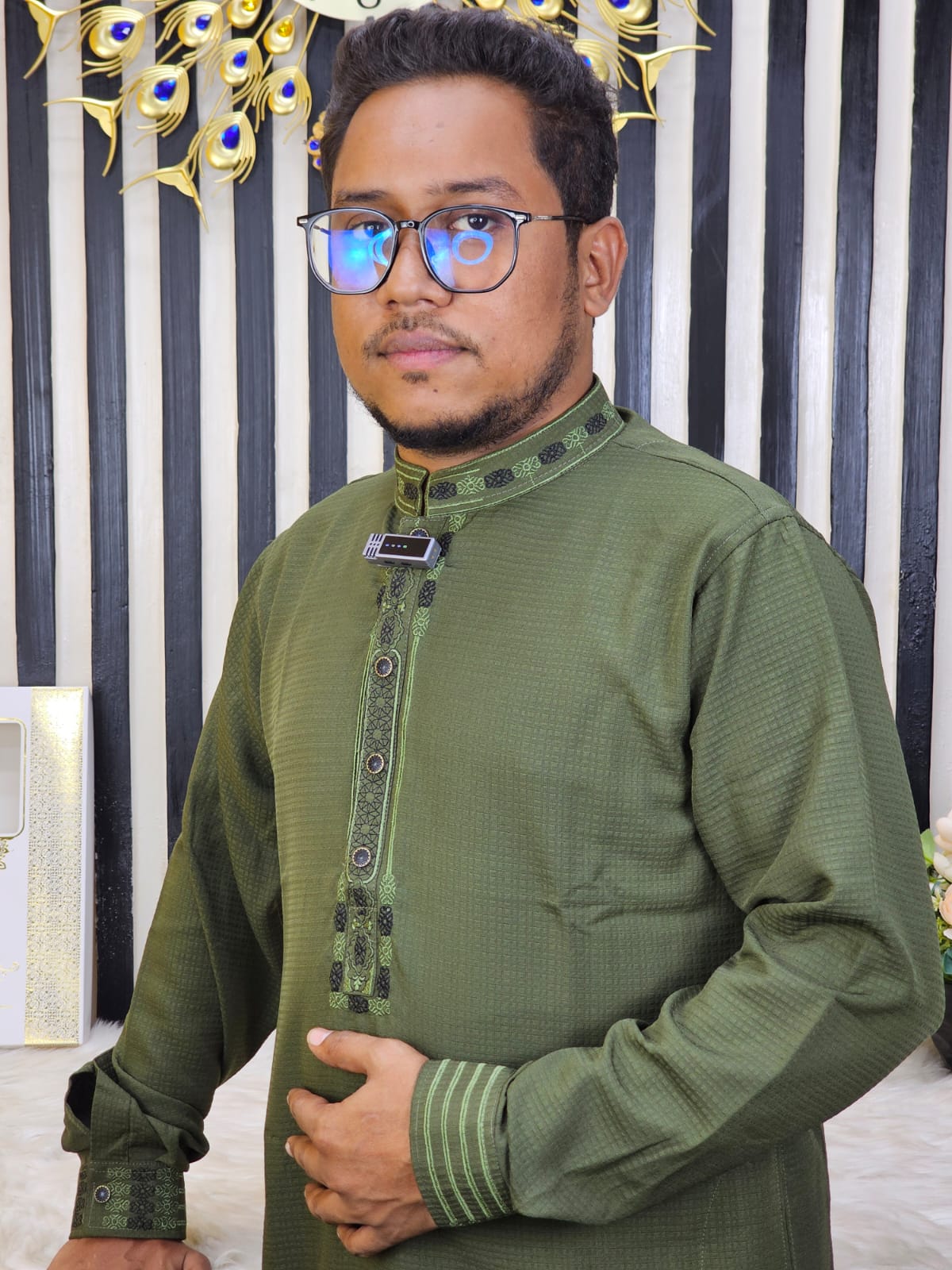 IMG-20251013-WA0098 cuff hand panjabi 104 olive - Image 1