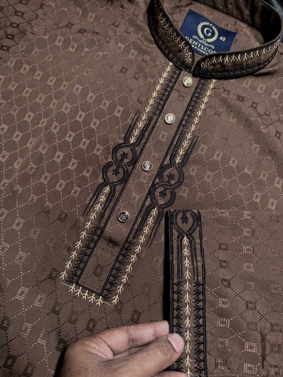 WhatsApp Image 2026-01-15 at 4.27.46 PM (1) twill cotton panjabi 114-44 size stock out - Image 1