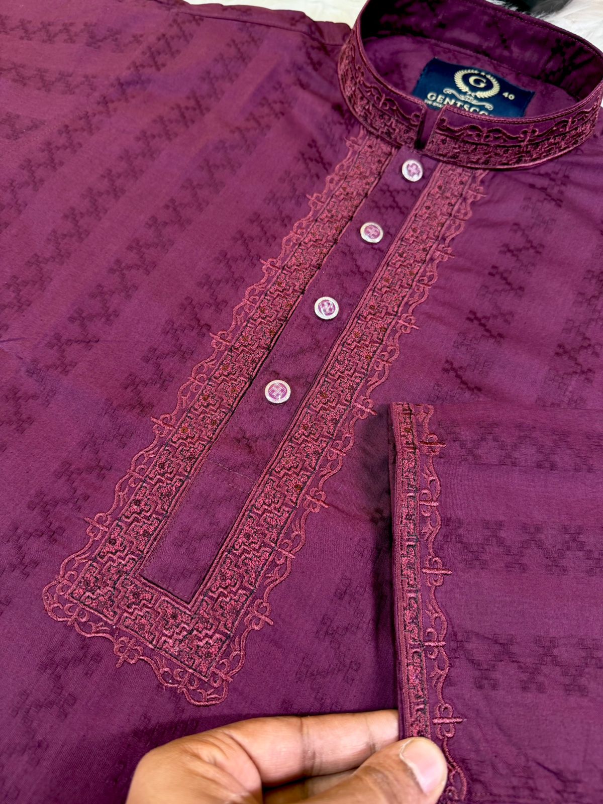 WhatsApp Image 2026-03-09 at 5.31.04 AM (2) jaquard cotton panjabi 122 - Image 1