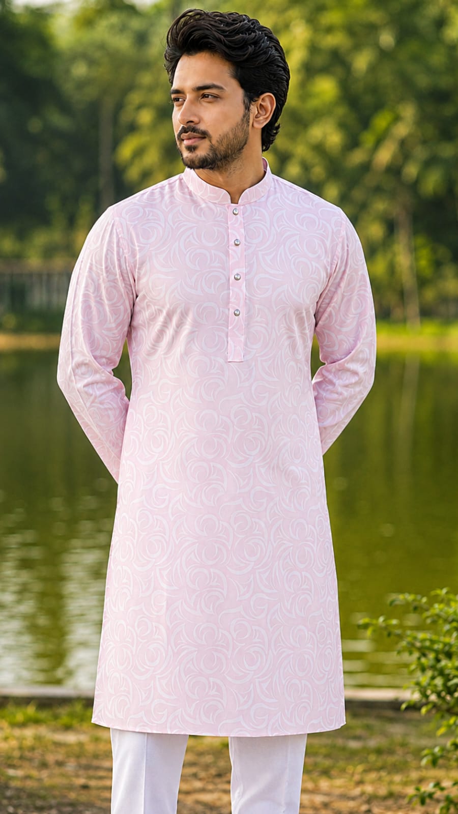 e7e000ae-5766-4be3-af6d-3656a959e201 micro cotton panjabi 126 (vanila pink) - Image 1